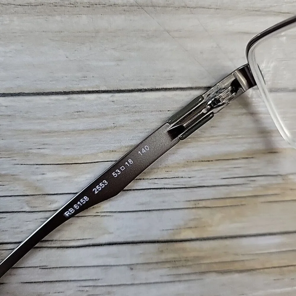 Ray-Ban RB6158 2553 Eyeglasses Frames Only Half Rim Silver 53-18-140  Metal‎